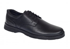 Pantofi barbati casual din piele naturala pe calapod lat Negru GKR5XN